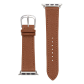 brown leather watch strap with silver buckle and adjustable holes
