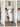 Three images of a woman wearing different outfits in a room with white walls and wooden flooring.