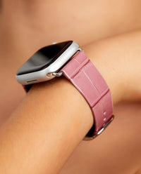 Chalonne Orleans in rose alligator leather luxury Apple Watch band on model 